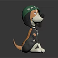 Cute Cartoon Dog Plush Toy With Green Helmet And White Stars Sitting