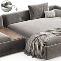 Modern Sectional Sofa Design With Soft Pillows And Cozy Throw Blanket In Neutral Tones