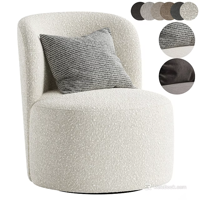 Soft Beige Sofa and Coffee Table Set with Textured Fabric and Grey Patterned Pillow 3d model