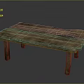 Rustic Solid Wood Table With Rectangular Top And Four Legs Design