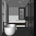 Modern Bathroom Interior Design With Freestanding Bathtub Marble Countertop Double Sinks And Large Mirrors