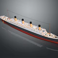 Classic Cruise Ship Model with White Hull Black Smokestacks and Red Accents