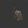 Rusty Metal Pipes Scattered With Broken Stones And Debris In Demolition Site