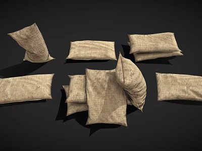 Linen Cushions And Pillows In Various Shapes For Home Living Spaces 3d model