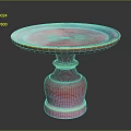 Modern Round Top Pedestal Table Featuring Pink Purple Gradient And Yellow Trim