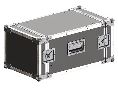Metal Equipment Case With Silver Aluminum Frame Gray Panel And Locking Latches 3d model