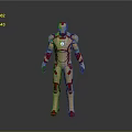 3D Model of Iron Man in Red and Gold Standing Pose With Detailed Armor