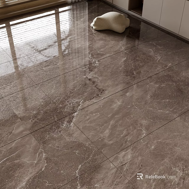 Glossy Marble Pattern Floor Tiles For Modern Living Room Interior 3d model