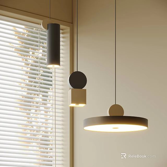 Modern Pendant Lights With Various Shapes And Neutral Tones For Interior Decoration 3d model 