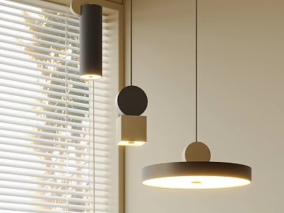 Modern Pendant Lights With Various Shapes And Neutral Tones For Interior Decoration 3d model