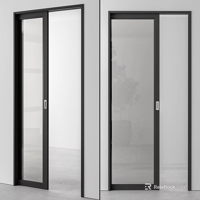 Modern Glass Partition Doors With Black Frames And Transparent Panels For Office Or Home Interiors 3d model 