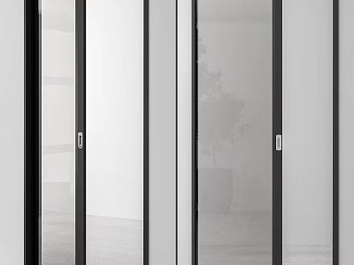 Modern Glass Partition Doors With Black Frames And Transparent Panels For Office Or Home Interiors 3d model