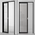 Modern Glass Partition Doors With Black Frames And Transparent Panels For Office Or Home Interiors