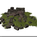 Modern Natural Landscape With Stone Piles And Vibrant Green Plants
