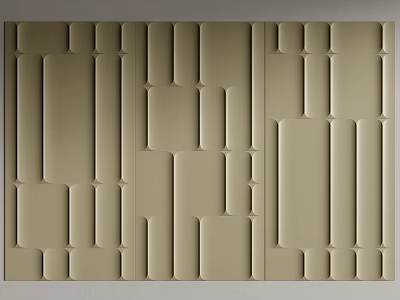 Beige Modern Background Wall With 3D Geometric Textured Patterns For Interior Design 3d model