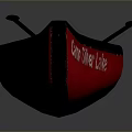 Camp Silver Lake Red Canoe With Wooden Interior And Yellow Paddle