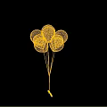 Bunch Of Yellow And Green Balloons With Shadows On Reflective Gray Background