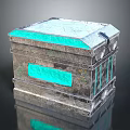 Textured Metallic Box With Turquoise Accents On Top And Side Panels