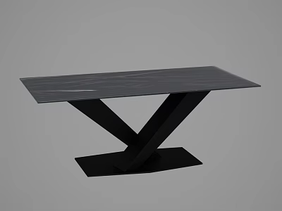 Modern Sleek Dining Table With Dark Tabletop And Crossed X Shaped Legs 3d model