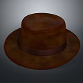 Classic Brown Fedora Hat Featuring Leather Band And Wide Brim Design