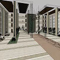 Spacious Hotel Lobby Interior Featuring Grand Decoration Tall Columns Escalators And Glass Windows