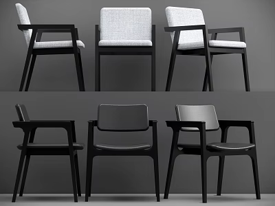 Modern Minimalist Dining Chairs With Wooden Frame And Upholstered Seats 3d model