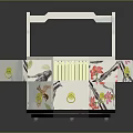 Practical Hexagonal Storage Box With Floral Patterns Drawers Gold Handles And White Frame