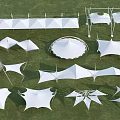 Tensile Membrane Structures With Various Shapes And Outdoor Steel Support Frames 3d model