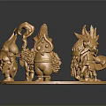 Golden Decorative Figurines Display With Four Character Figures On Circular Base