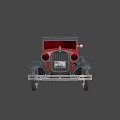 Red Vintage Pickup Truck With Classic Black Top And Silver Wheels