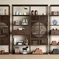 Traditional Chinese Curio Shelf Displaying Books Vases Tea Sets And Decorative Ornaments