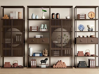 New Chinese-style Antique Rack Decorative Rack Tea Cabinet Tea Set Ornaments 3d model