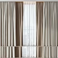 Modern Beige Linen Curtains With Sheer White Liner For Window Interior Decoration