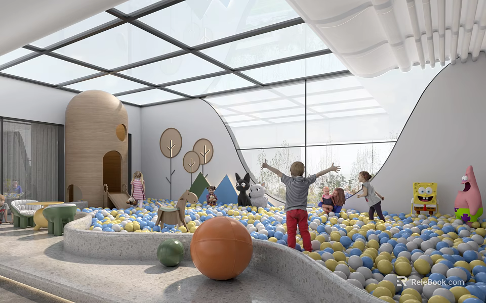 Kids Indoor Play Area With Ball Pit And Natural Light 3d model 