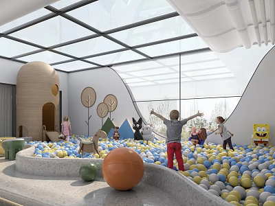 Kids Indoor Play Area With Ball Pit And Natural Light 3d model