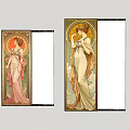 Decorative Wall Mirror Featuring Artistic Female Figure Design And Wooden Floor Reflection
