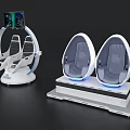 VR Immersive Amusement Rides With Circular Frame Screen And Egg Shaped Seats 3d model