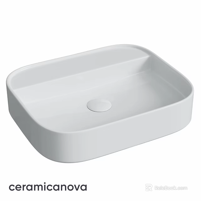 White Square Countertop Wash Basin With Smooth Surface And Modern Design 3d model 