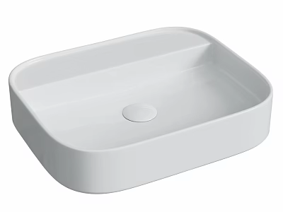 White Square Countertop Wash Basin With Smooth Surface And Modern Design 3d model