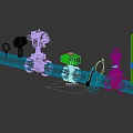 Industrial Equipment System Featuring Yellow Pipeline Blue Valves And Control Instruments