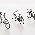 Three Black Bicycles With Modern Design And Different Styles On White Background 3d model