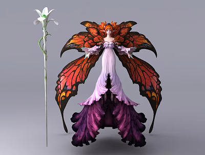 Flower Fairy Butterfly Fairy Fairy Butterfly Mage 3d model