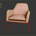Stylish Pink Single Sofa Upholstered with Orange Metal Legs Modern Design