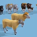 Low Poly 3D Sheep Models With Various Colors On Blue Background 3d model