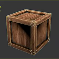 Square Wooden Crate With Natural Wood Grain And Metal Rivet Details