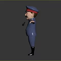 Cartoon Military Character With Mustache In Blue Uniform Red Hat And Outstretched Arms