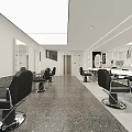 Modern Beauty Salon Interior with Stylish Black Salon Chairs Mirrors and Bright Lighting