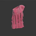 Fashionable Pink One Shoulder Dress With Ruffled Layers And Flowy Design