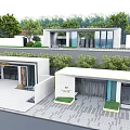 Modern Entrance Gate Architectural Design With Green Plants And Glass Elements