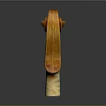 Polished Wooden Violin Scroll With Spiral Design And Tuning Pegs